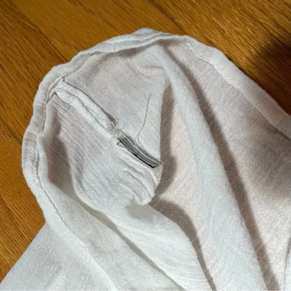 Madewell Cream Geometric Embroidered Short Sleeve Blouse‎ With Tie Tassels Small - Picture 7 of 7